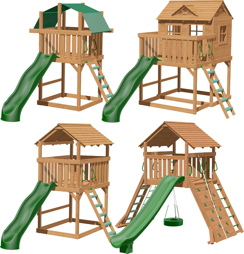 childrens wooden swings and slides